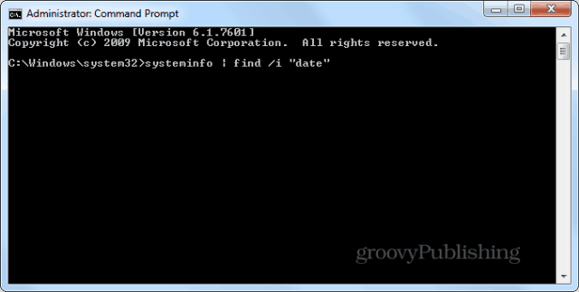 Windows installationsdatum cmd-prompt systeminfo