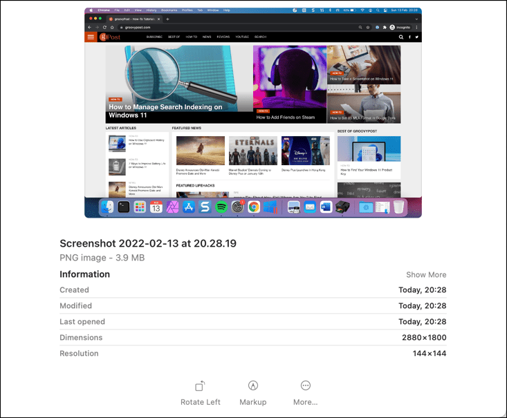 Exempel på Mac-skärmdump