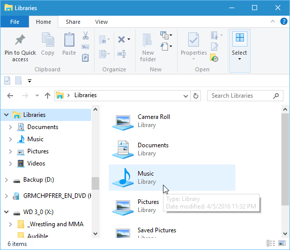 Tips för Windows 10: Få bibliotek att dyka upp i File Explorer