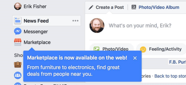 Facebook Marketplace är nu tillgängligt på skrivbordet.