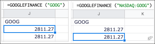 Spåra aktier i Google Kalkylark med och utan börsen