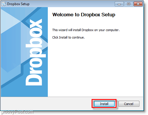 Dropbox-skärmdump - starta inställning / installation av dropbox
