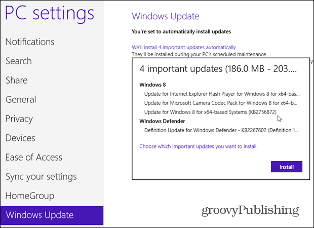 Manuell Windows Update Windows 8