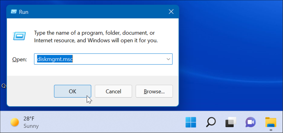 kör öppen diskhantering i Windows 11