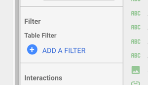 Använd Google Data Studio för att analysera dina Facebook-annonser, steg 17, alternativ för att lägga till ett filter under filter och tabellfilter