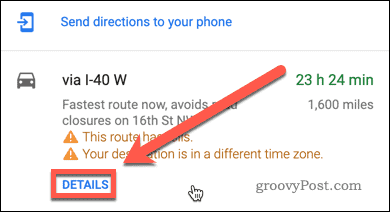 Knapp för vägbeskrivningar för Google Maps