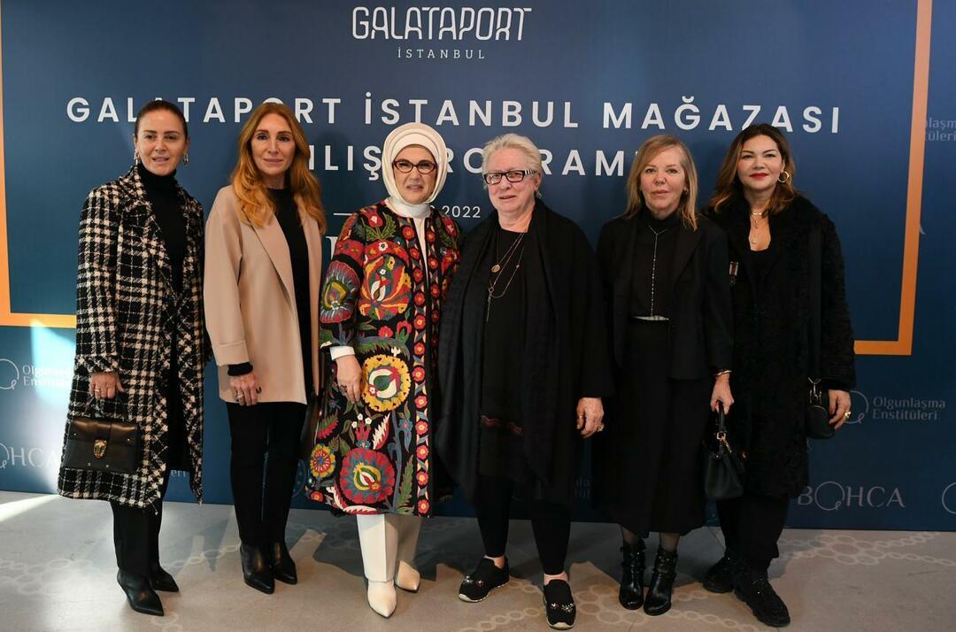 Emine Erdoğan klippte öppningsbandet för Galataport Istanbul Bohça-butiken