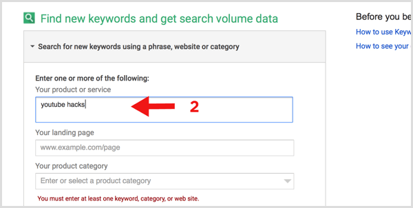 Google Keyword Planner söker efter nya nyckelord