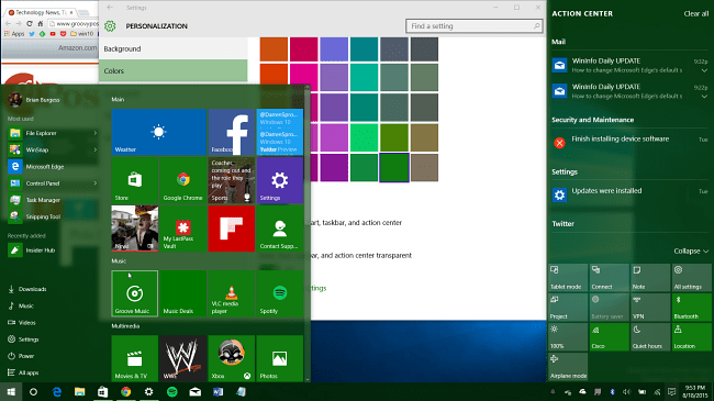 En titt på de nya färgalternativen som kommer till Windows 10