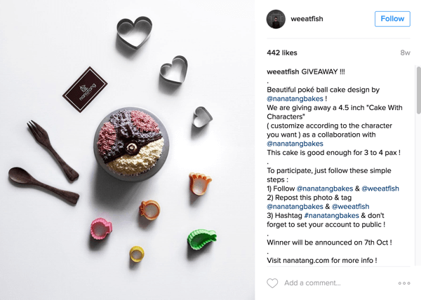 Foodie Instagrammer @weeatfish främjade Nanatang Bakes giveaway.
