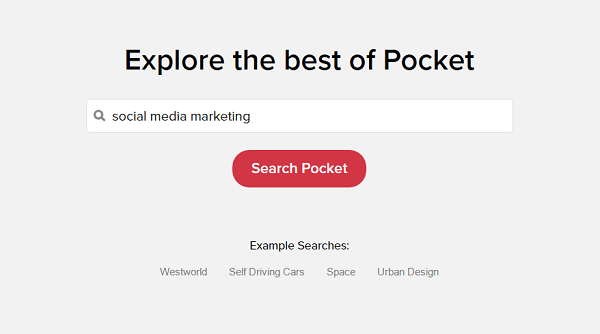 Pocket Explore föreslår innehåll baserat på dina intressen.