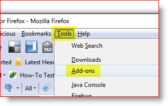 Öppna Firefox-tilläggsmenyn