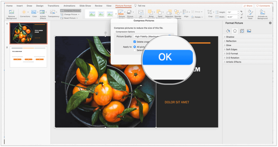 PowerPoint Mac-komprimeringsval