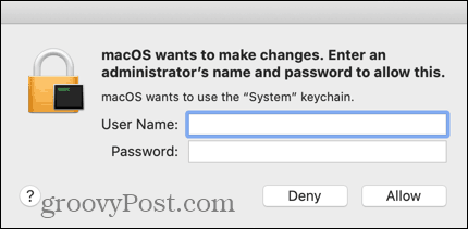 Ange referenser för ditt administrativa Mac-konto