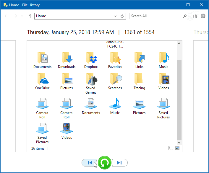 Windows 10-filhistorik