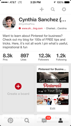 Pinterest-profil på iOS