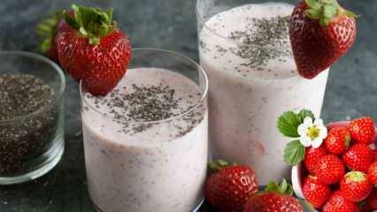 Recept för detox-smoothie med jordgubbar och chiafrön! Hur gör man jordgubbsslankande chia smoothie?