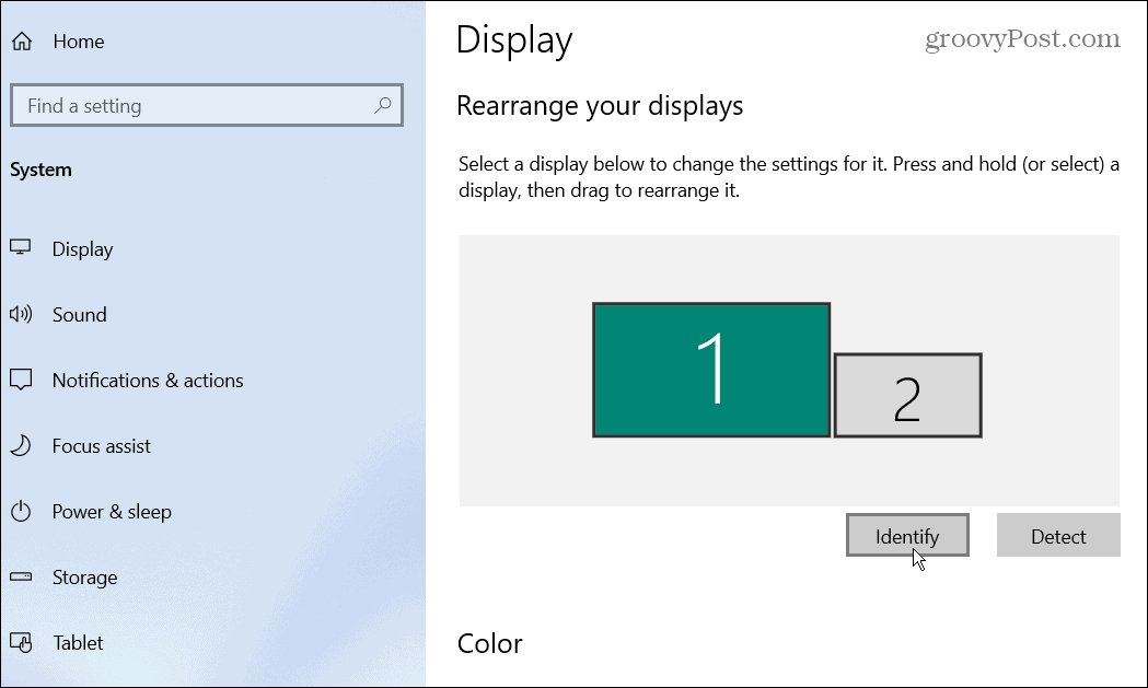 identifiera skärmar i windows 10