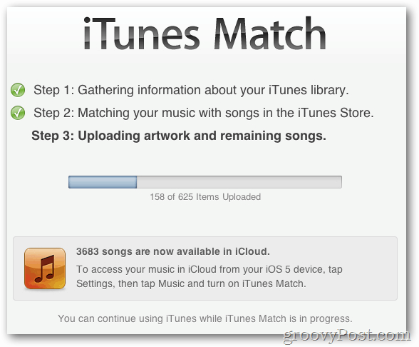 itunes matchar 3-stegsprocessen