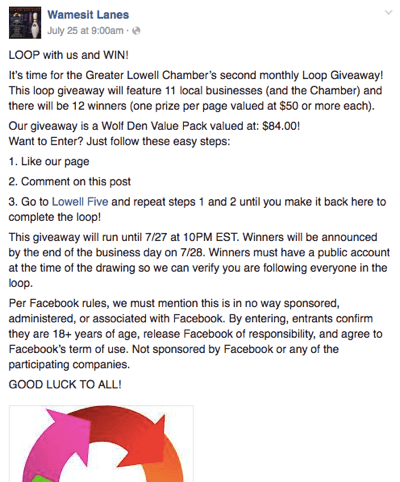 facebook loop giveaway exempel