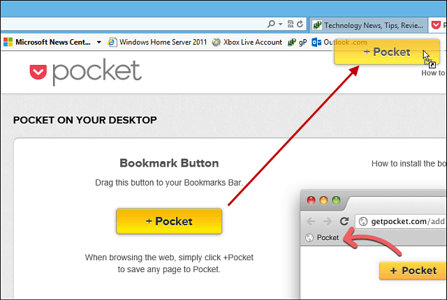 Hur man använder Pocket med Internet Explorer