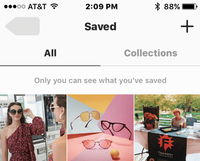 Om du sparar ett Instagram-inlägg utan att lägga till det i en samling hittar du inlägget på fliken Alla i dina sparade inlägg.