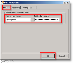 Twitter inuti Outlook: Konfigurera OutTwit