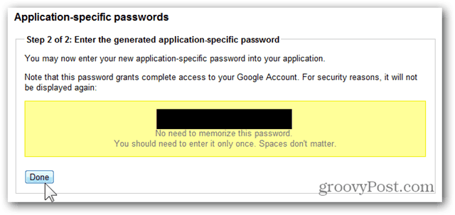 google en gång lösenord - kopiera lösenord