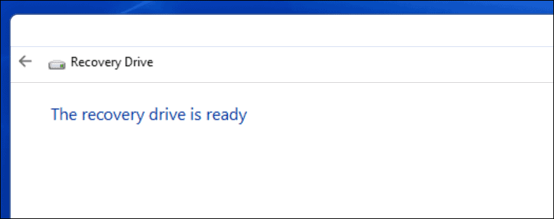 återställningsenheten klar Windows 11