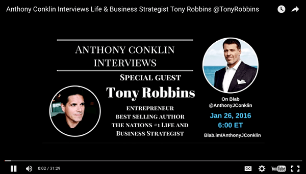 anthony conklin intervjuer tony robbins blab laddat upp till youtube