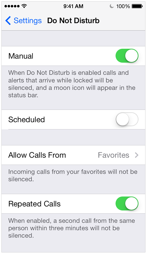 Inställningen iPhone stör inte låter dig blockera texter.