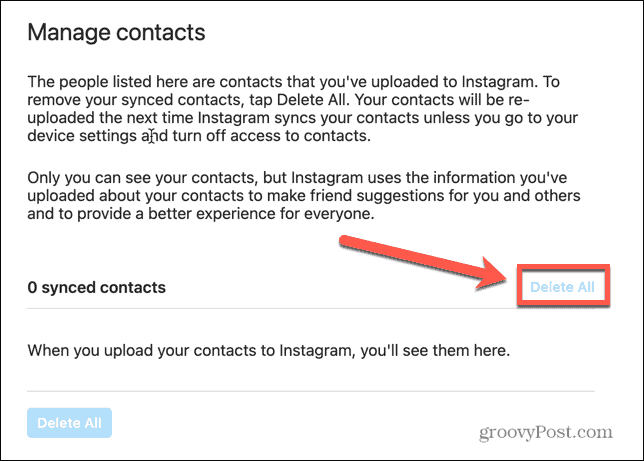 instagram radera alla kontakter