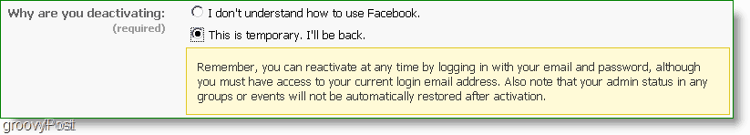 du kan återaktivera facebook när som helst, är det verkligen inaktivering?