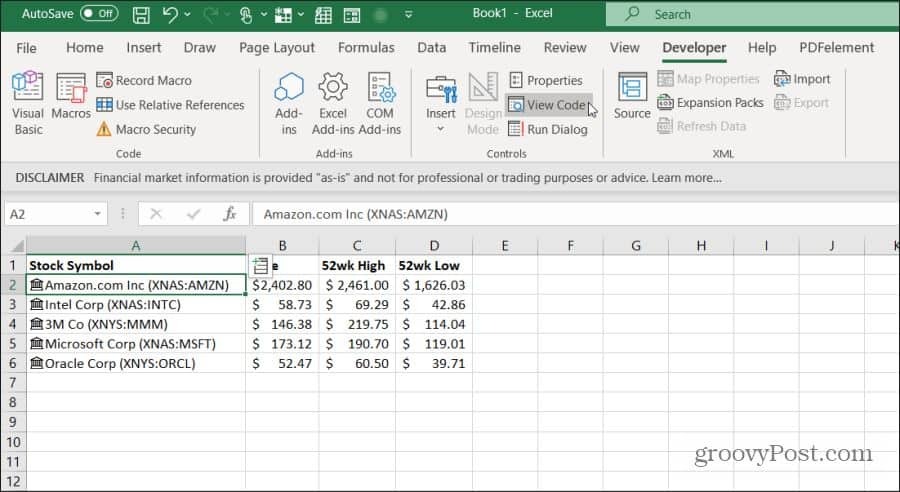 visa vba-kod i Excel