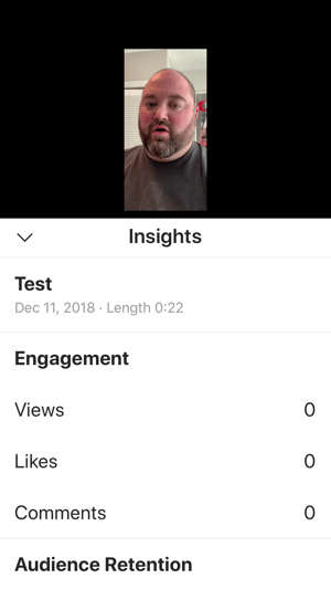 Exempel på IGTV-videoinsikter.