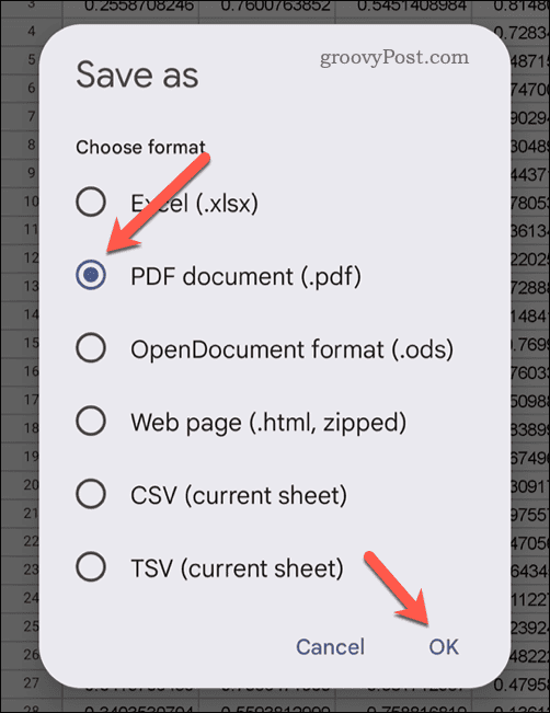 Exportera som PDF i Google Sheets