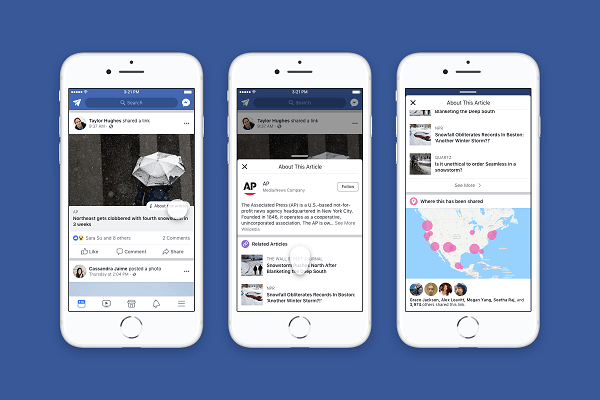 Facebook delar mer sammanhang kring artiklar och utgivare som delas i nyhetsflödet.