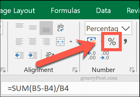 Ställ in din cell till celltypen Procentandel för att se den som en procentandel i Excel