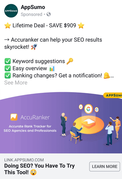 Facebook-annonstekniker som ger resultat, exempelvis genom att AppSumo erbjuder en affär