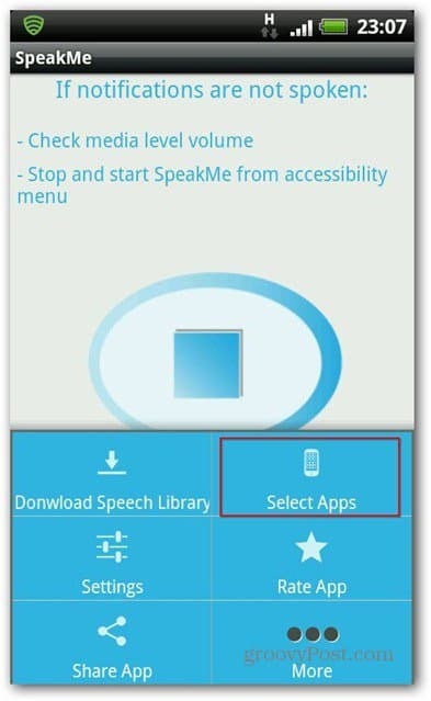 SpeakMe för Android valda appar