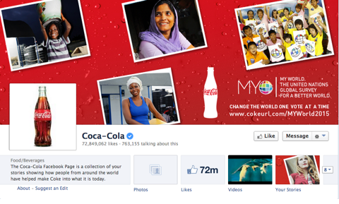 Facebook-sida för coca cola