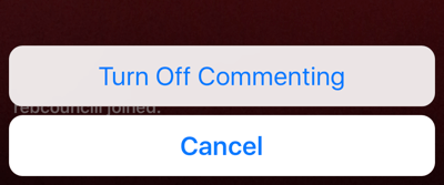 Klicka på ikonen med tre punkter för att stänga av kommentarer för din live-sändning.