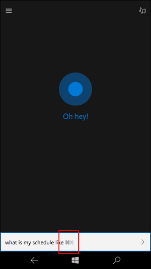 Cortana lyssnar animation