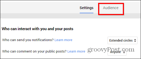 Inställningar för begränsningsinställningar för Google+ inlägg
