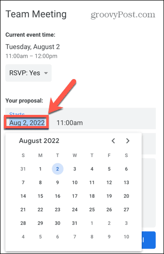 google kalender nytt datum