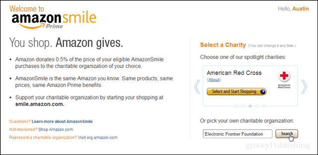 Donera till din favoritvälgörenhet med Amazon Smile