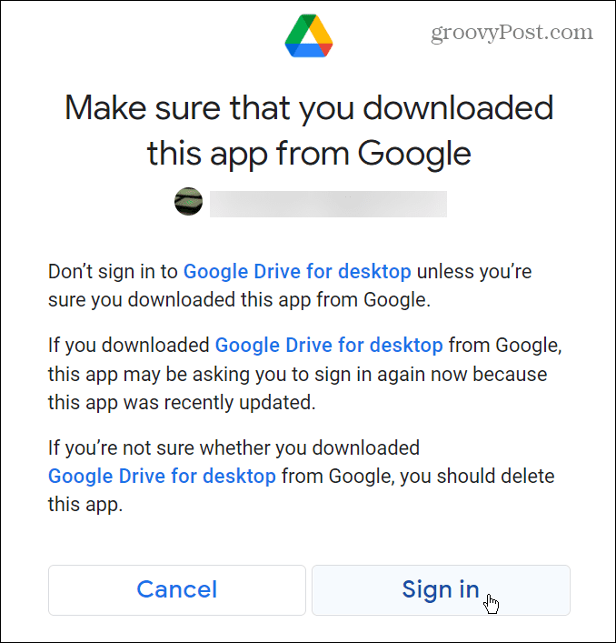 logga in lägg till Google Drive i filutforskaren