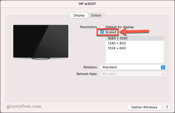 mac extern display skalad alternativknapp