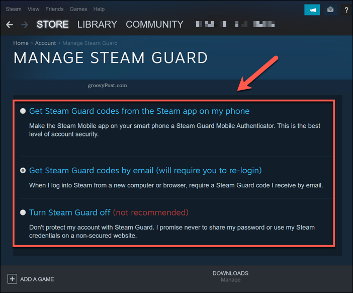 Hantera Steam Guard i Windows 10