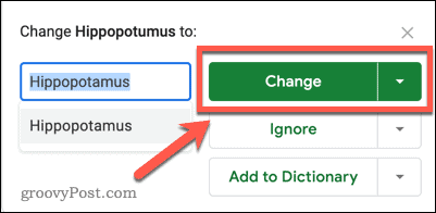 ändra stavning google sheets